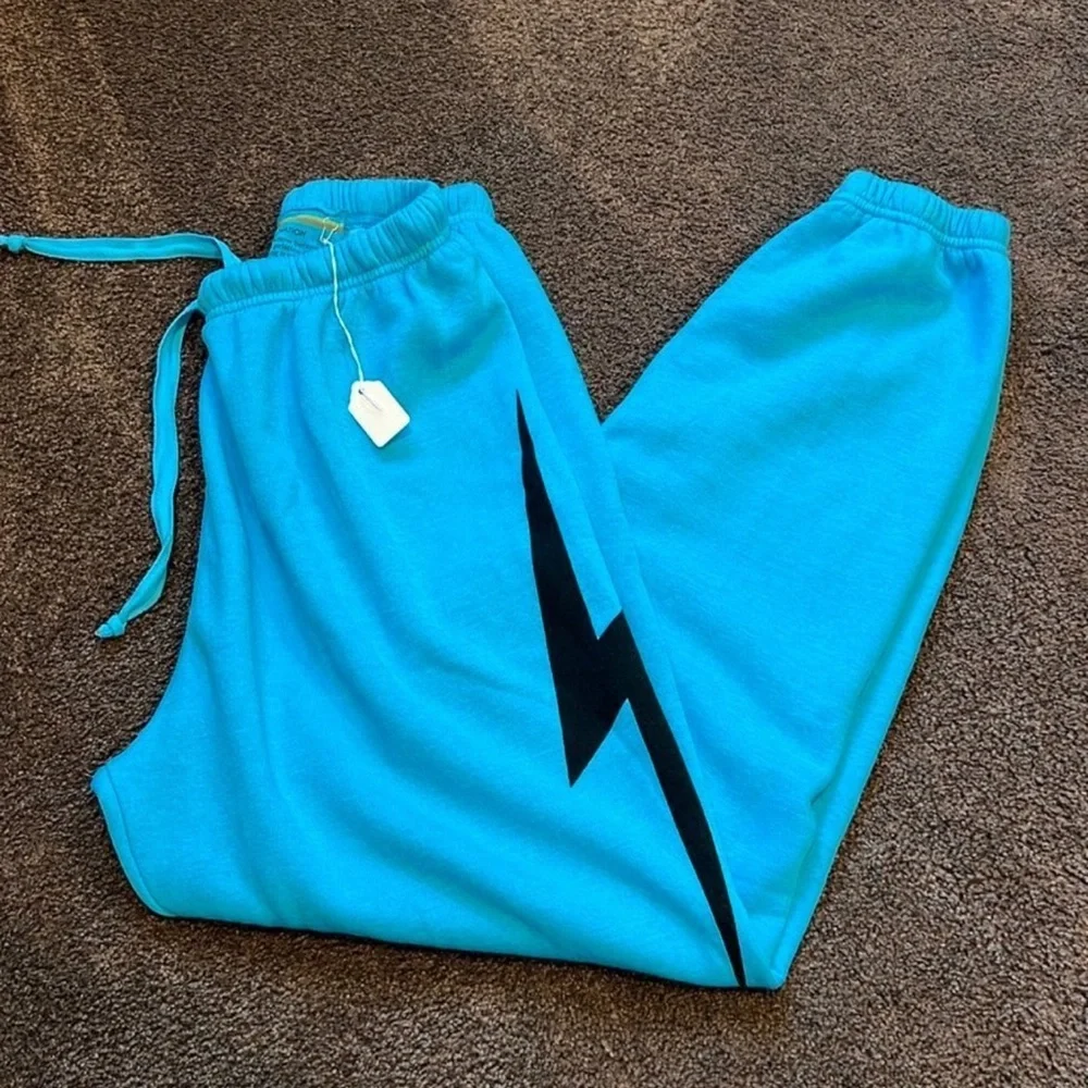 NWT Aviator Nation Bolt Sweatpants in Blue - Picture 1 of 4